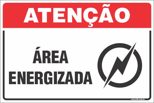 Placa de atenção área energizada