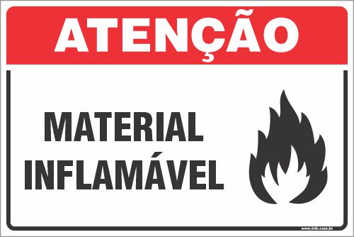 Placa de atenção material inflamável