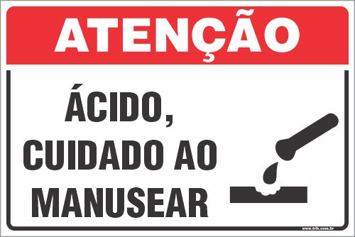 Placa de atenção ácido, cuidado ao manusear
