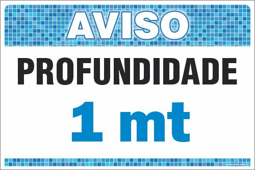 Placa de Aviso de Piscina profundidade 1 mt
