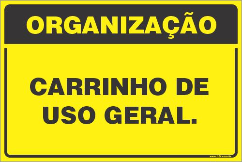 Placa de organização carrinho de uso geral.