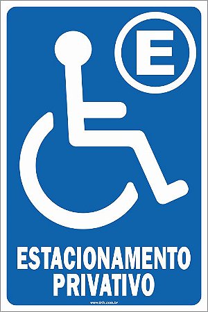 Placa de acessibilidade estacionamento privado