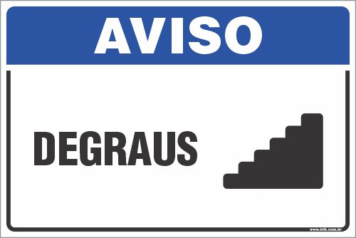 Placa de aviso degraus