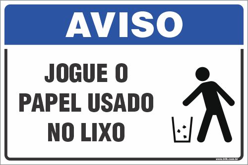 PLACA AVISO JOGUE LIXO NO LIXO