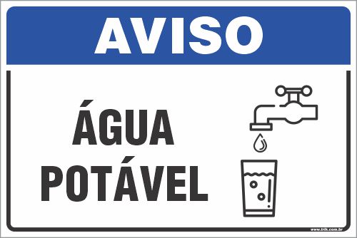 Placa de aviso água  potável