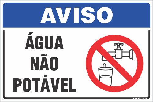 Placa de aviso água  não potável