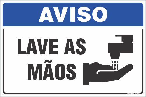 Placa de aviso lave as mãos
