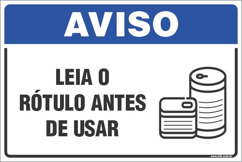 Placa de aviso leia o rótulo antes de usar