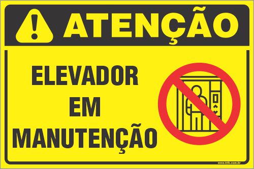 Placa de condomínio elevador em manutenção