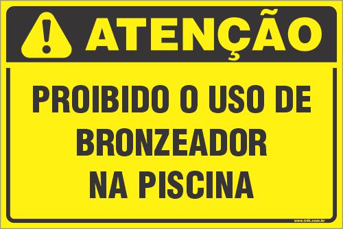 Placa de condomínio proibido o uso de  bronzeador  na piscina