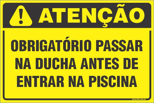 Placa de condomínio obrigatório passar na ducha antes de entrar na piscina