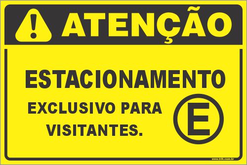 Placa de condomínio estacionamento exclusivo para visitantes.