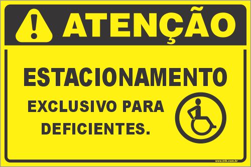 Placa de condomínio estacionamento exclusivo para deficientes.