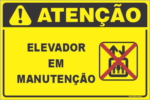 Placa de condomínio elevador em manutenção