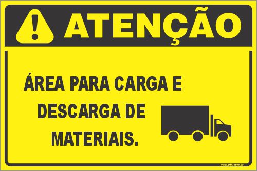 Placa de condomínio área para carga e descarga de materiais.
