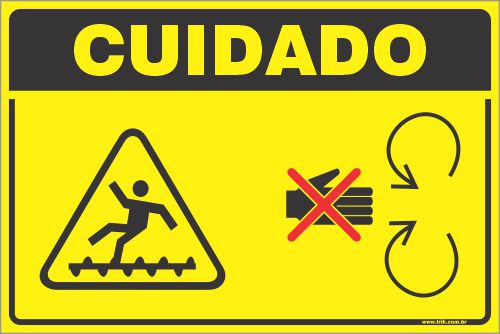Placa de cuidado para não cair ou ser puxado