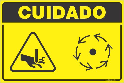Placa de cuidado riscos de esmagar as mãos ou ser puxado