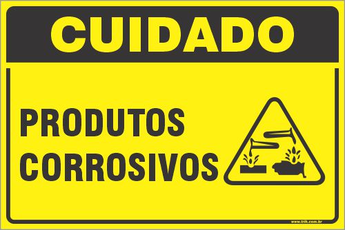 Placa de cuidado produtos corrosivos