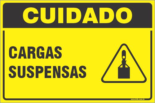 Placa de cuidado cargas  suspensas