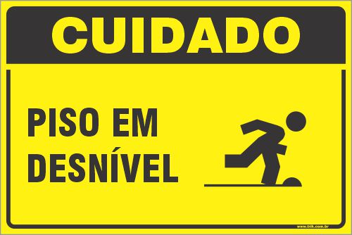 Placa de cuidado piso em desnível