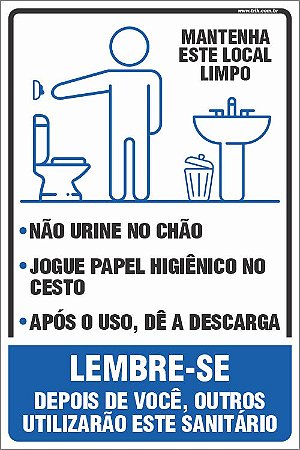 Placa de higiene do banheiro masculino