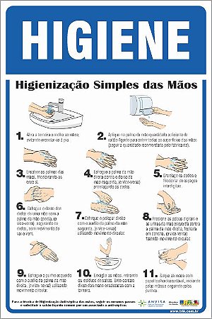 Placa de higienização simples das mãos