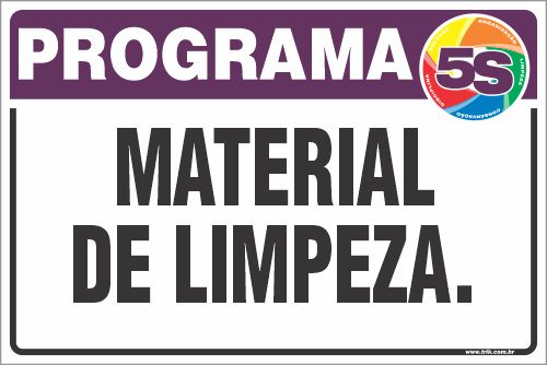 Placa de programa 5s material de limpeza.
