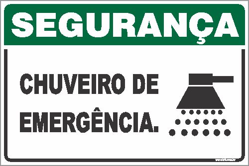 Placa de segurança chuveiro de  emergência