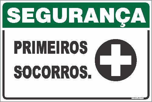 Placa de segurança primeiros  socorros.