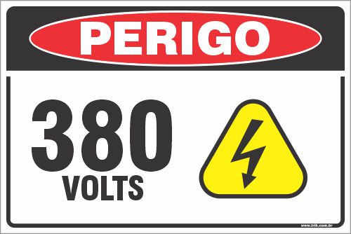 Placa de perigo 380 volts