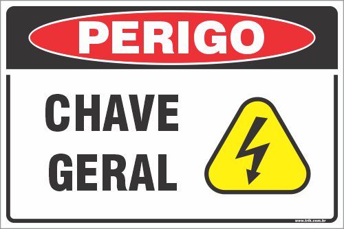 Placa de perigo chave geral