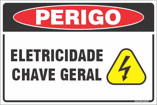 Placa de perigo eletricidade chave geral
