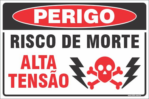 Placa de perigo risco de morte alta  tensão