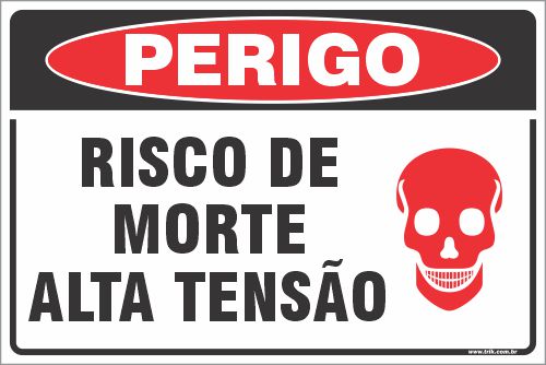 Placa de perigo risco de morte alta tensão
