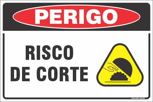 Placa de perigo risco de corte