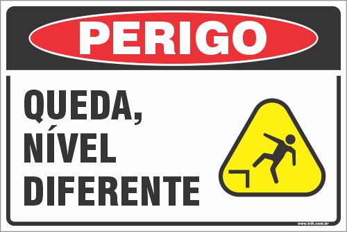 Placa de perigo queda, nível diferente