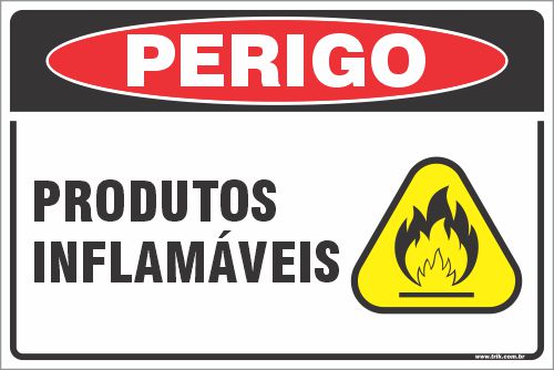 Placa de perigo produtos inflamáveis
