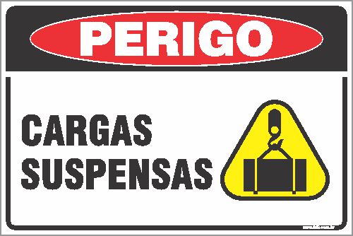 Placa de perigo cargas suspensas