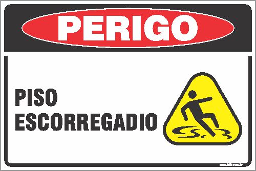 Placa de perigo piso escorregadio
