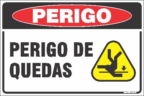 Placa de perigo perigo de quedas
