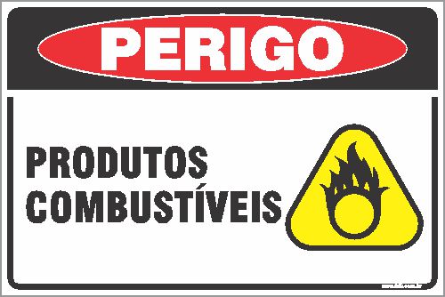 Placa de perigo produtos combustíveis
