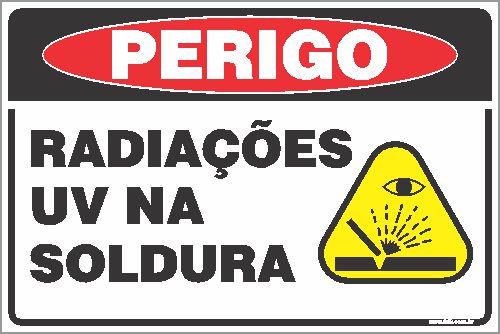 Placa de perigo radiações  uv na  soldura