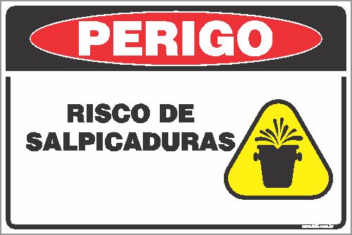 Placa de perigo risco de salpicaduras