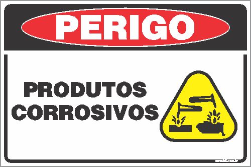 Placa de perigo produtos corrosivos