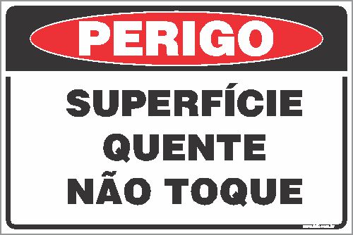 Placa de perigo superfície quente não toque
