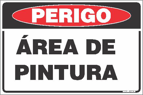 Placa de perigo área de pintura