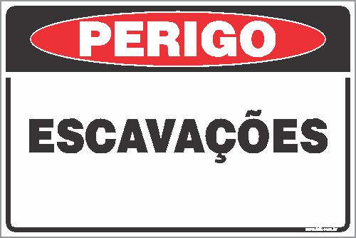 Placa de perigo escavações