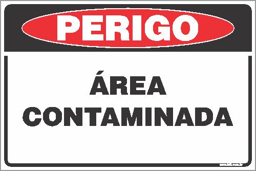 Placa de perigo área contaminada