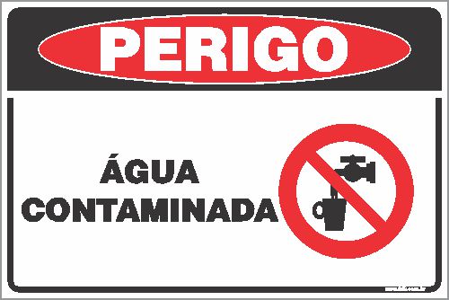 Placa de perigo água contaminada