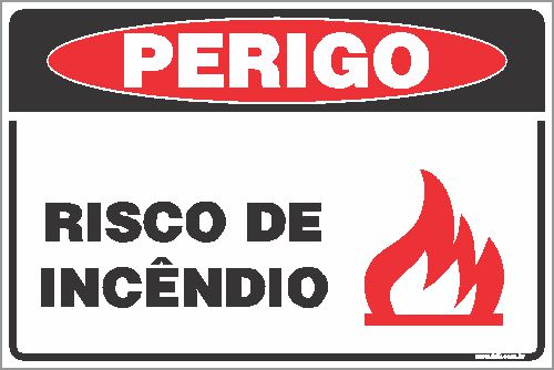 Placa de perigo risco de incêndio